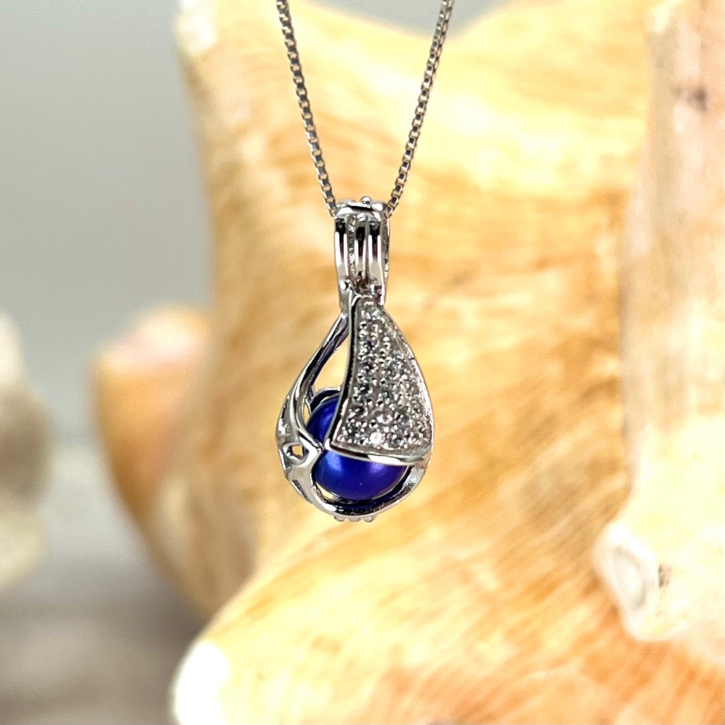 Summertime Sprinkles Sterling Silver Raindrop Cage Pendant