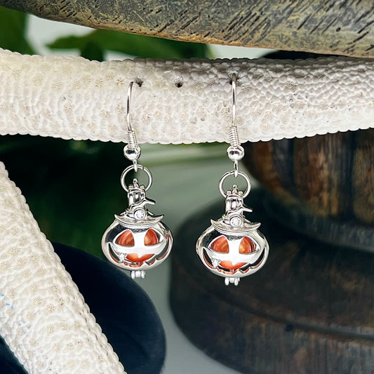 Pumpkin King Sterling Silver Custom Dangles *Comes with Orange pearls as shown