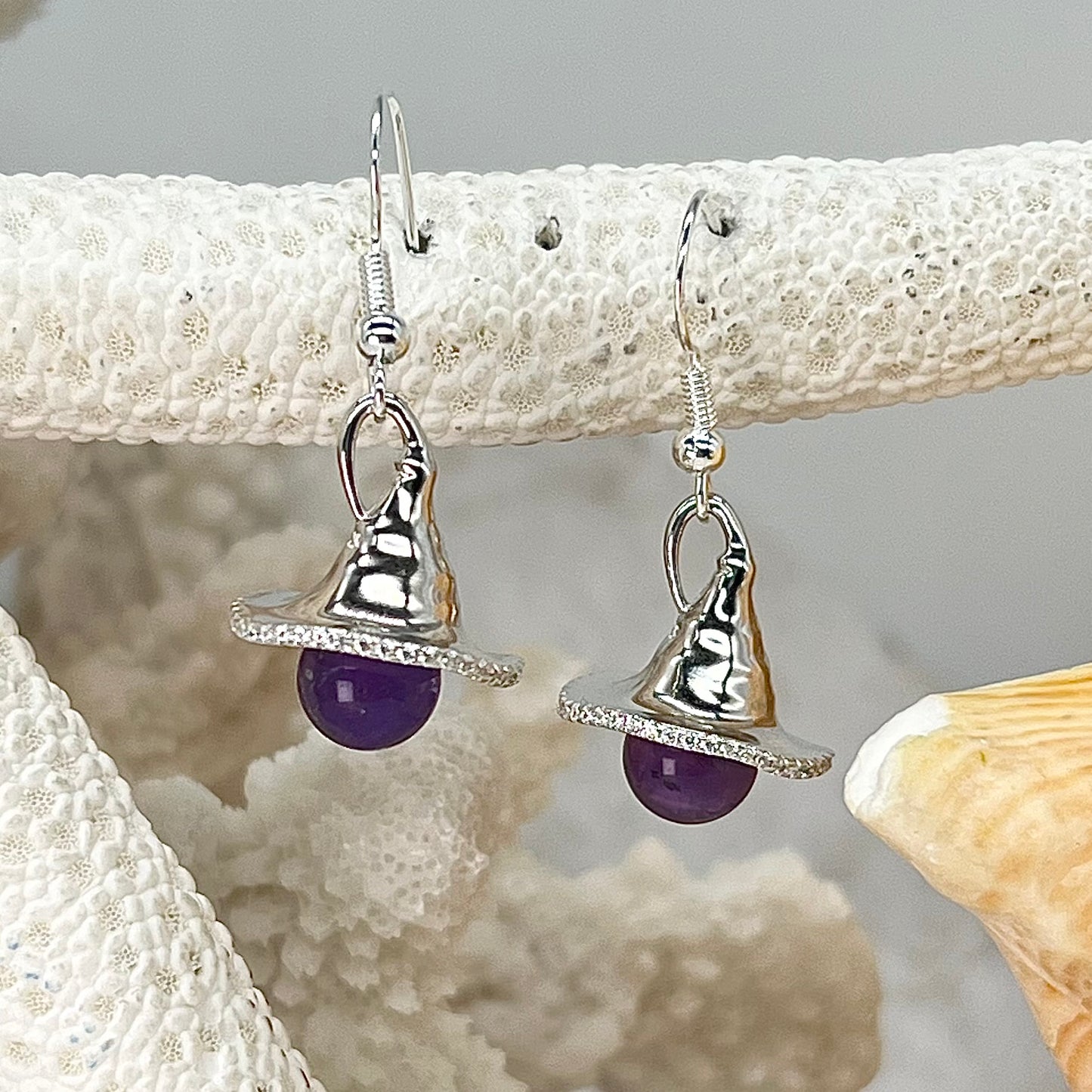 Custom Spellbound Bonnet Crystal Dangles Set With Amethyst Stones - New Arrival