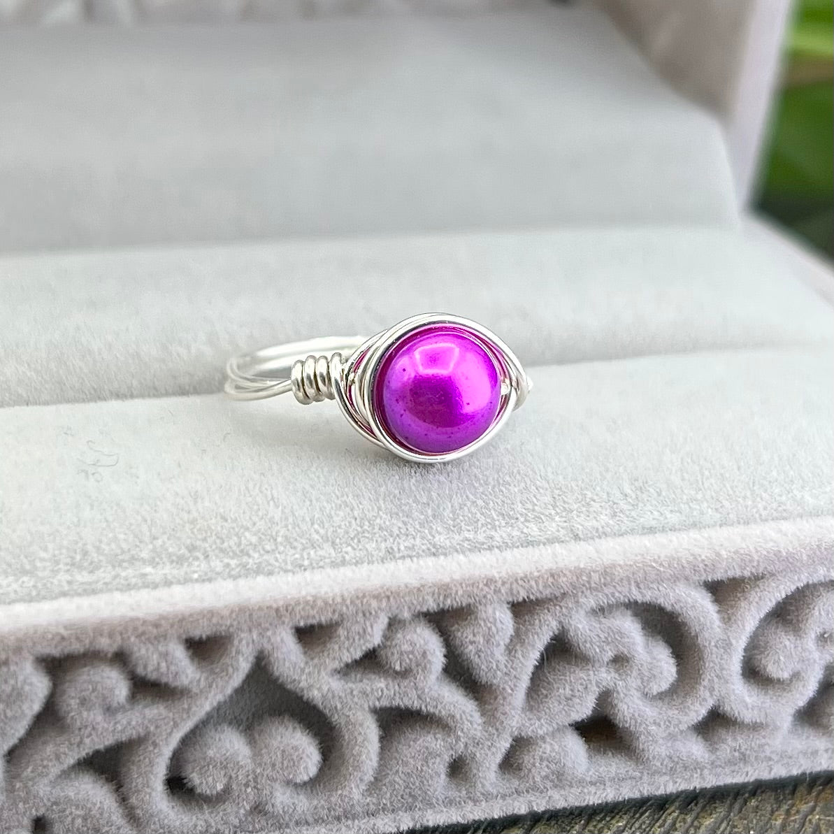 Custom Sterling Silver Wire Wrap Pearl Ring