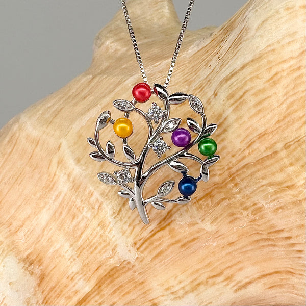 Stunning Family Tree with 5 Micro Pearls (colors as seen included)
