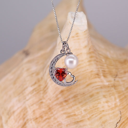 Lunar Love Sterling Silver Pendant * COMES WITH PEARL SHOWN