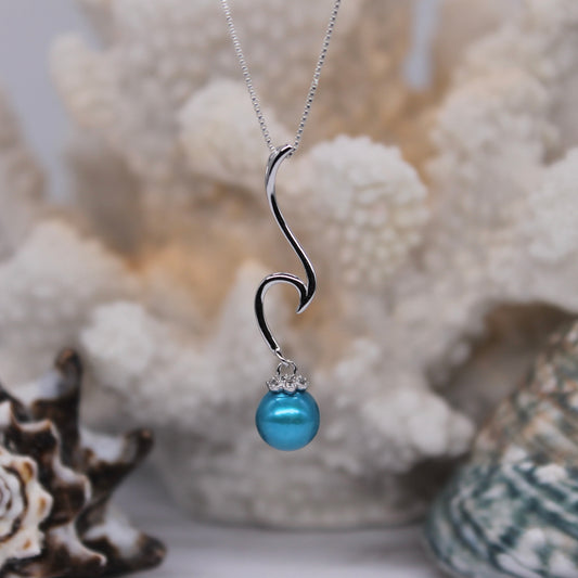 Crashing Wave Sterling Silver Pendant * COMES WITH PEARL SHOWN